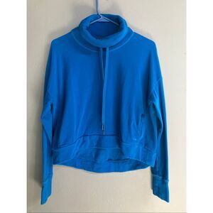 Sweaty Betty London made in Italy cowl neck blue sweater XS oversized